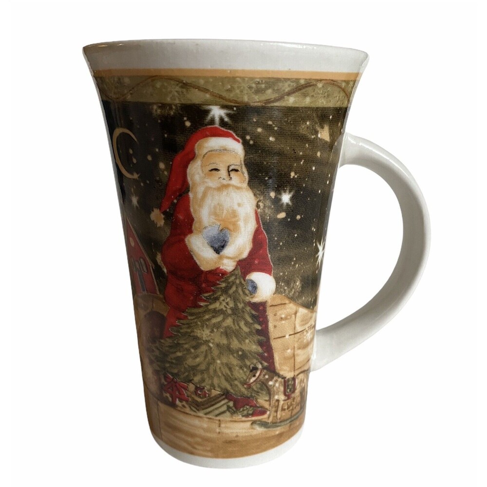 Santa Claus & Christmas Presents Outdoor Starry Night Scene Tall Coffee Mug